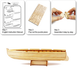 DIY Row Boat Wooden Ship Building Kit - 3D Puzzle Decoration Sailboat Toys