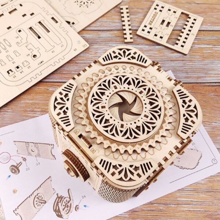 Antique Secret Puzzle Ring Box
