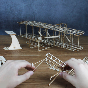 DIY Aircraft Model Building Wood Toy Kit  -Wright Brothers'  3D Wooden Assembly Toy