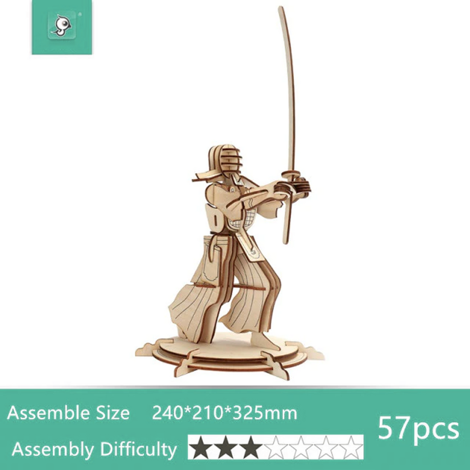 DIY Wooden 3D Assembly Puzzle Kit - Build Up Collectible Wooden Figure Toys