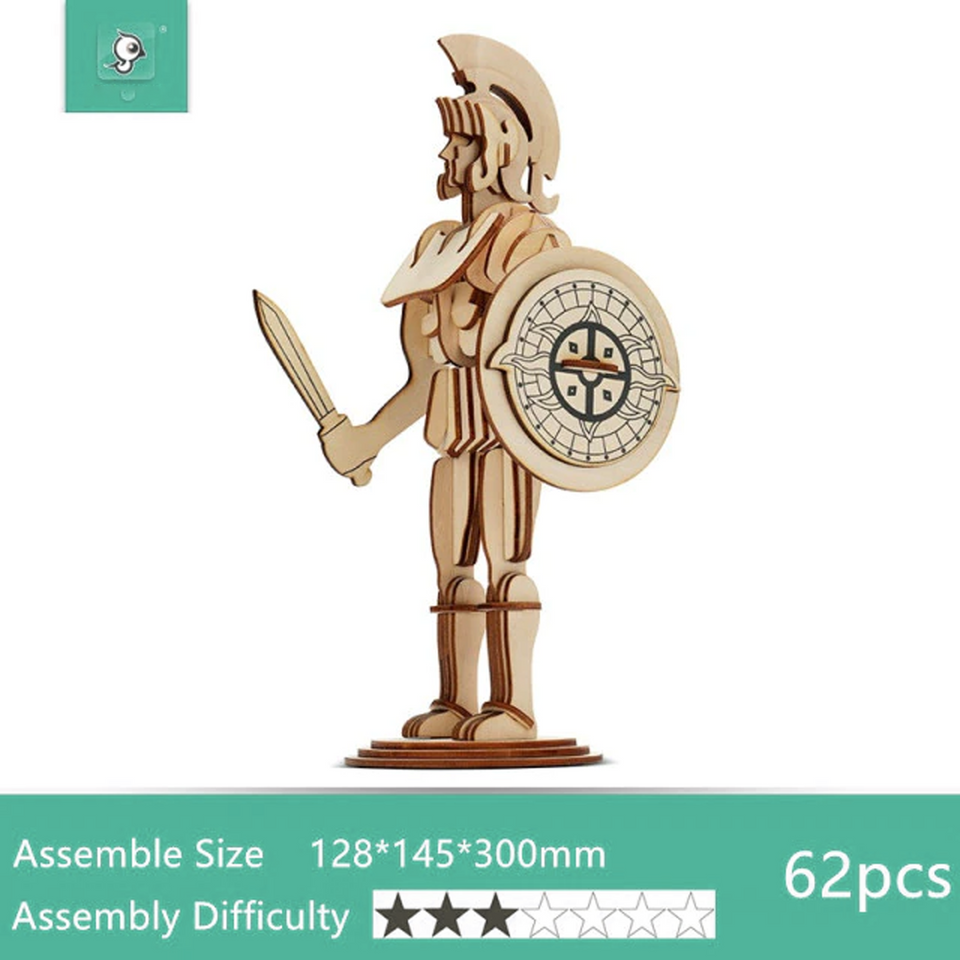 DIY Wooden 3D Assembly Puzzle Kit - Build Up Collectible Wooden Figure Toys