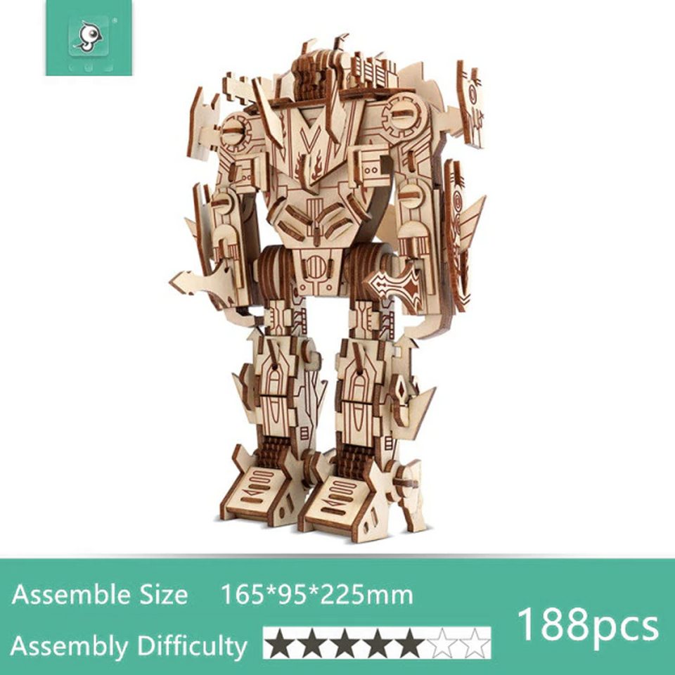 DIY Wooden 3D Assembly Puzzle Kit - Build Up Collectible Wooden Figure Toys