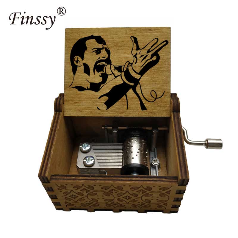 Wooden Hand Crank Queen Musical Box Bohemian Rhapsody