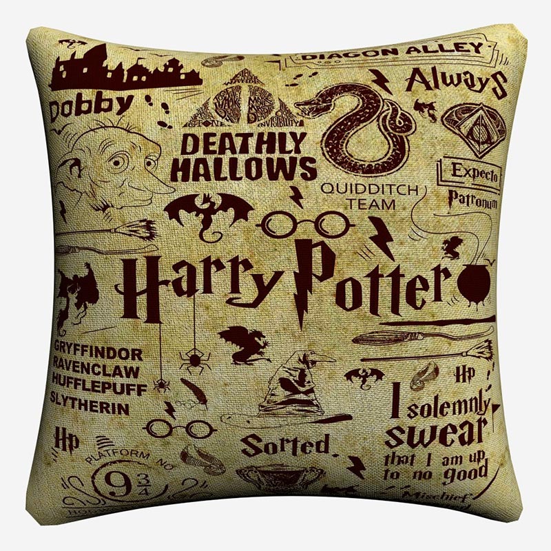 Decorative Harry Style Cushion Cover Cotton Linen Pillowcase 45x45cm