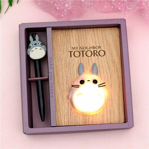 New Creative Cartoon Anime Action Figure Totoro LED Light Bedroom Lamp toy Wooden Notepad Notebook Diary Hand Book Birthday Gift