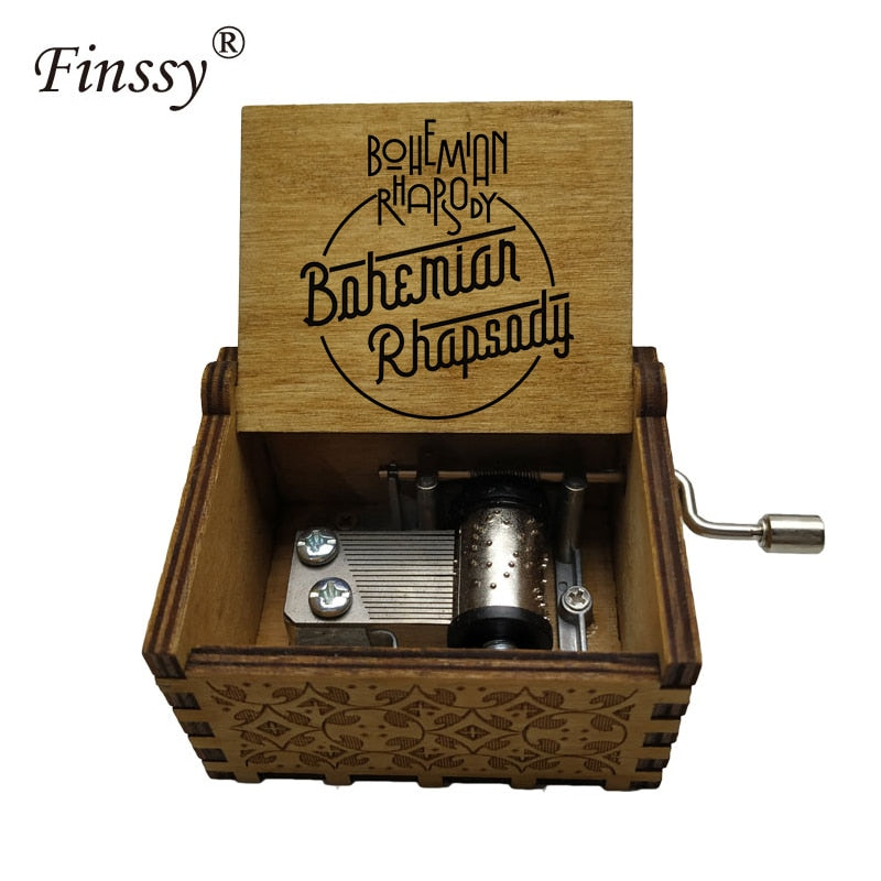 Wooden Hand Crank Queen Musical Box Bohemian Rhapsody