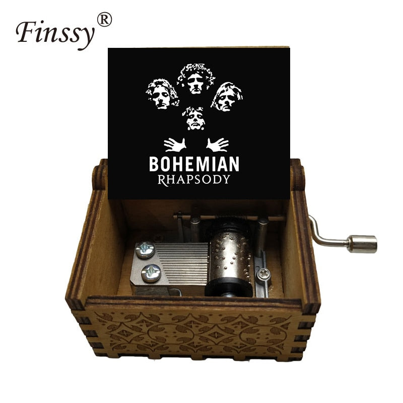 Wooden Hand Crank Queen Musical Box Bohemian Rhapsody
