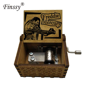Wooden Hand Crank Queen Musical Box Bohemian Rhapsody