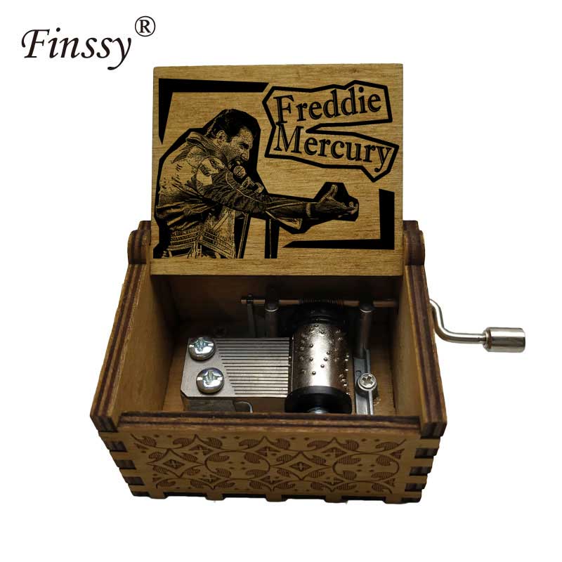 Wooden Hand Crank Queen Musical Box Bohemian Rhapsody