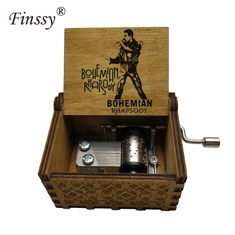 Wooden Hand Crank Queen Musical Box Bohemian Rhapsody