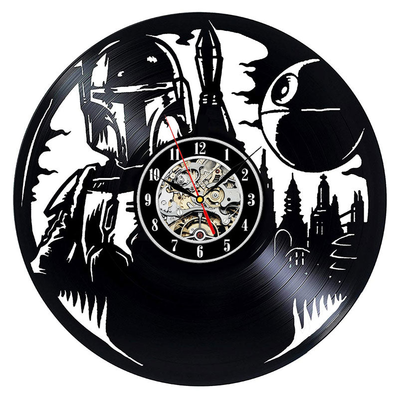 Vintage Vinyl Record Wall Clock Modern Design Creative 3D Stickers Movie Theme Star Wars Clocks Hanging Wall Watch Home Decor
