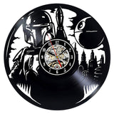 Vintage Vinyl Record Wall Clock Modern Design Creative 3D Stickers Movie Theme Star Wars Clocks Hanging Wall Watch Home Decor