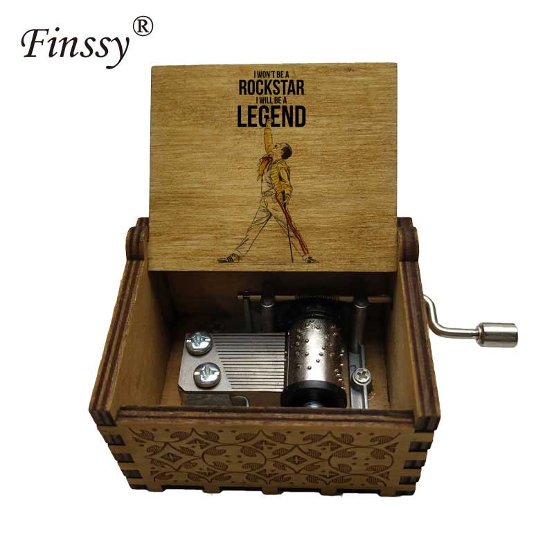 Wooden Hand Crank Queen Musical Box Bohemian Rhapsody