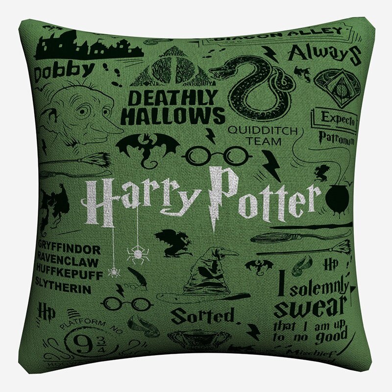 Decorative Harry Potter Cushion Cover Cotton Linen Pillowcase 45x45cm
