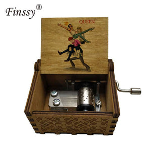Wooden Hand Crank Queen Musical Box Bohemian Rhapsody