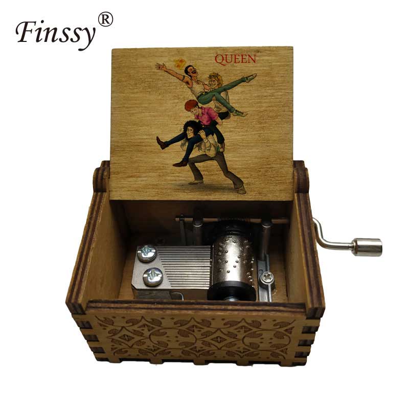 Wooden Hand Crank Queen Musical Box Bohemian Rhapsody