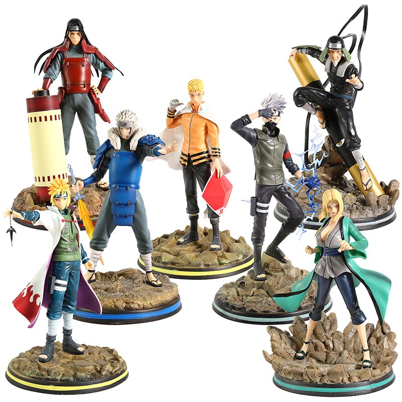 Naruto Shippuden Collectible PVC Figures - Anime Figurine Perfect Collectible Gift for Fans (Hashirama Senju, Tobirama Senju, Tsunade Senju, Hiruzen Sarutobi, Kakashi Hatake, Minato Namikaze & Naruto Uzumaki)