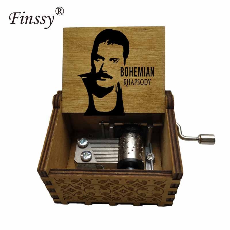 Wooden Hand Crank Queen Musical Box Bohemian Rhapsody