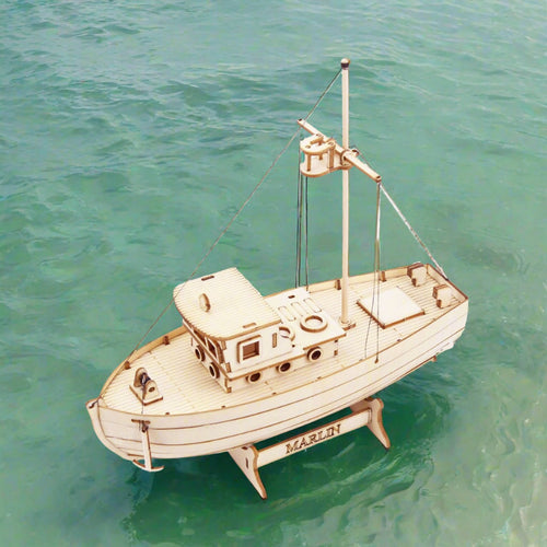 Wooden Ship 3D Puzzle Assembly Kit - DIY Mechanical Toy Fishing Boat