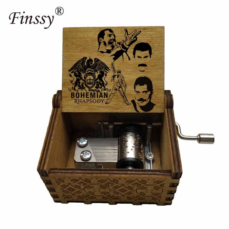 Wooden Hand Crank Queen Musical Box Bohemian Rhapsody