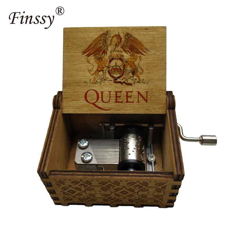 Wooden Hand Crank Queen Musical Box Bohemian Rhapsody