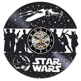 Vintage Vinyl Record Wall Clock Modern Design Creative 3D Stickers Movie Theme Star Wars Clocks Hanging Wall Watch Home Decor