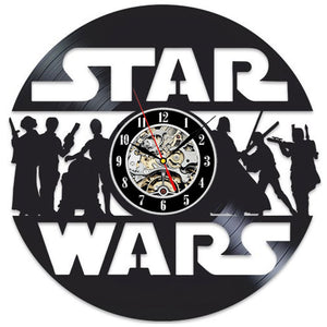 Vintage Vinyl Record Wall Clock Modern Design Creative 3D Stickers Movie Theme Star Wars Clocks Hanging Wall Watch Home Decor