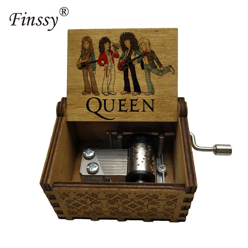 Wooden Hand Crank Queen Musical Box Bohemian Rhapsody