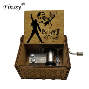 Wooden Hand Crank Queen Musical Box Bohemian Rhapsody