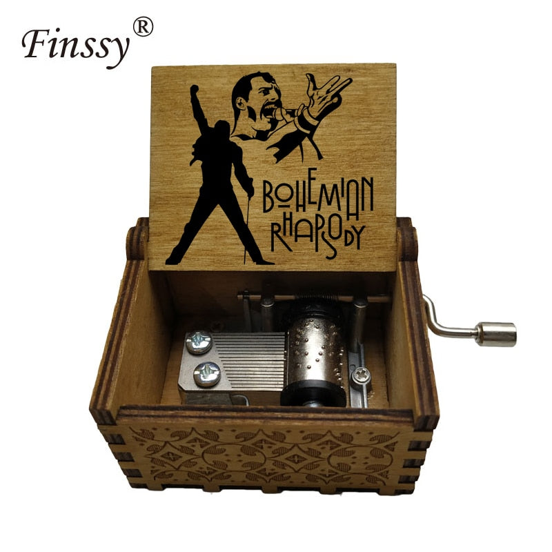 Wooden Hand Crank Queen Musical Box Bohemian Rhapsody