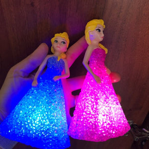 Frozen's Elsa LED Colorful Lights Gradient Crystal Night Light - LED Lamp Princess Figurine Christmas Decor Holiday Gift