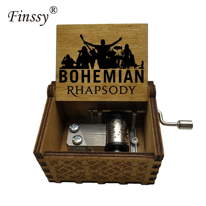 Wooden Hand Crank Queen Musical Box Bohemian Rhapsody