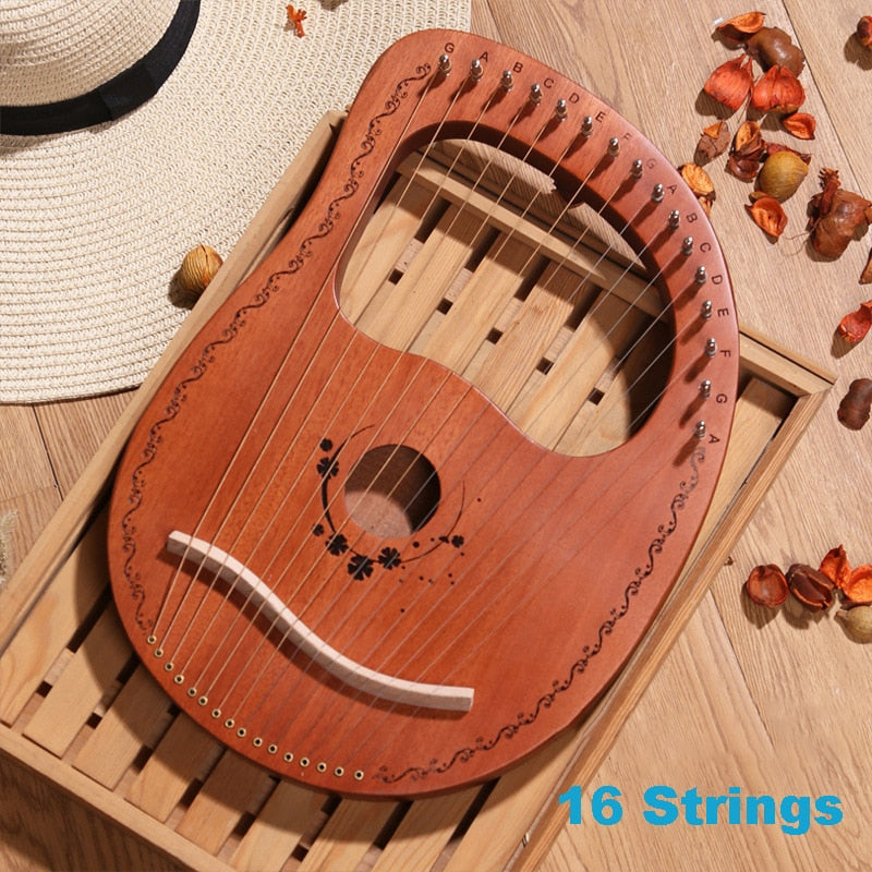 16 Strings Wooden Harp - Mahogany Wood Collections