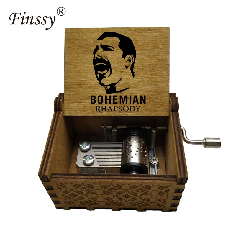 Wooden Hand Crank Queen Musical Box Bohemian Rhapsody