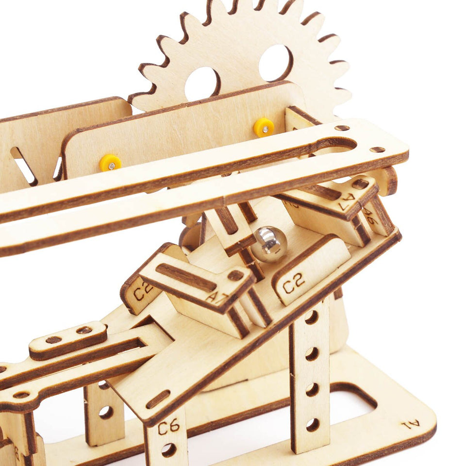 DIY Marble Race Run Wooden  Puzzle Kit - 3D Mechanical Mode Learning Toy For Kids