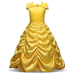 Fancy Girl Princess Dresses Sleeping Beauty Belle Beauty and the Beast Cosplay Costume Elsa Anna Dress Children Party Clothes