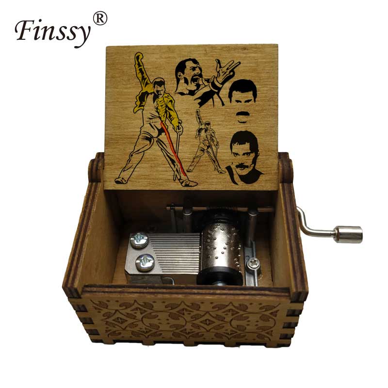 Wooden Hand Crank Queen Musical Box Bohemian Rhapsody