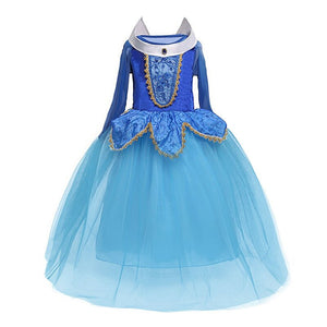 Fancy Girl Princess Dresses Sleeping Beauty Belle Beauty and the Beast Cosplay Costume Elsa Anna Dress Children Party Clothes