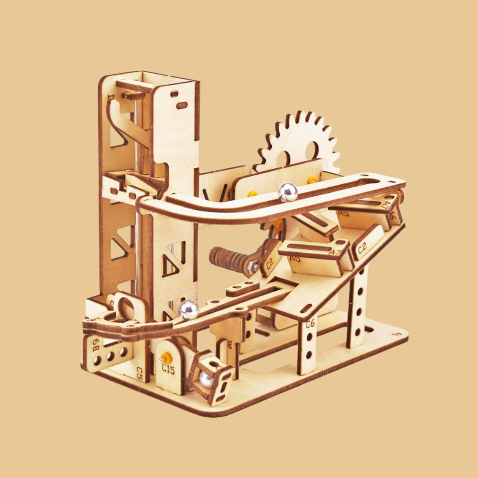 DIY Marble Race Run Wooden  Puzzle Kit - 3D Mechanical Mode Learning Toy For Kids