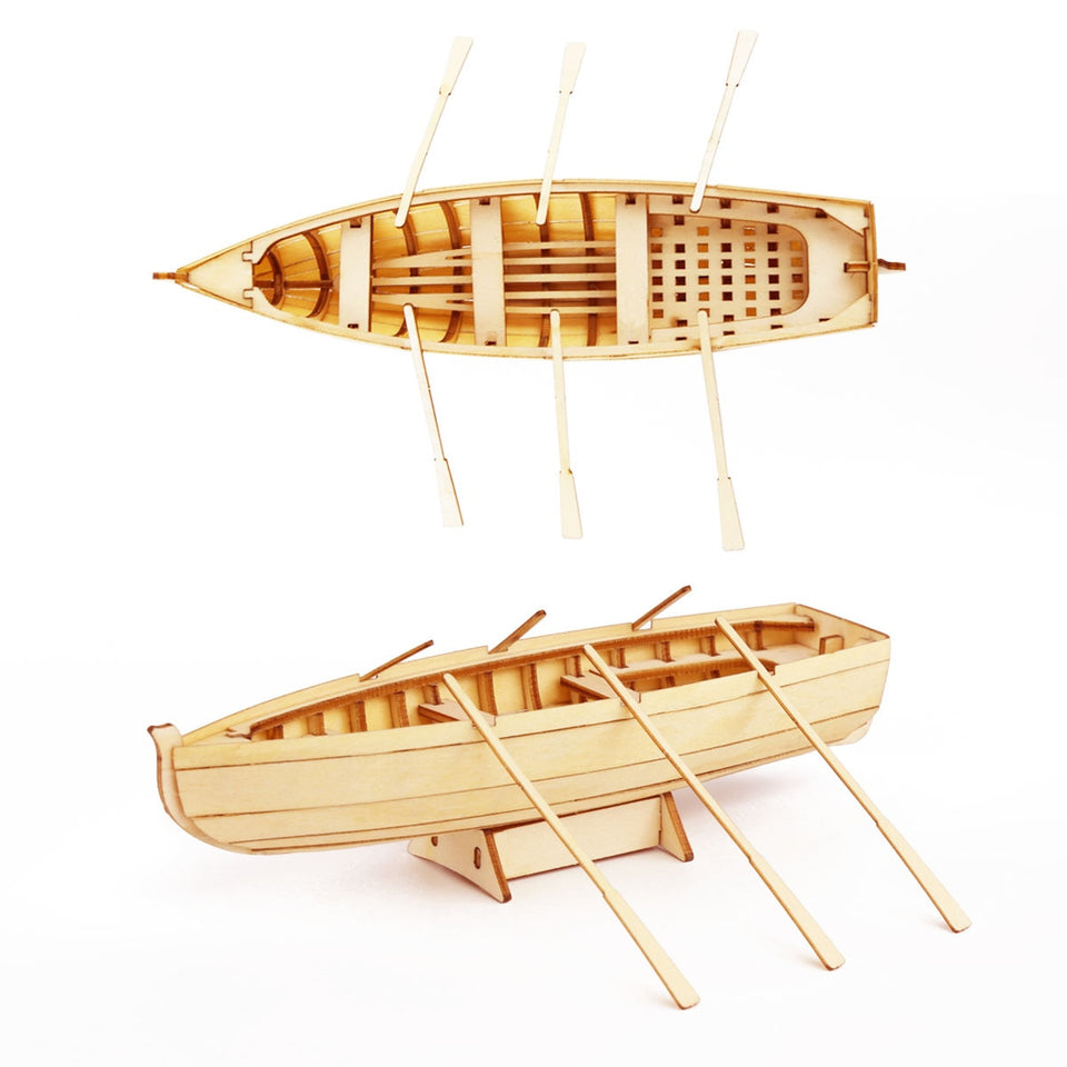 DIY Row Boat Wooden Ship Building Kit - 3D Puzzle Decoration Sailboat Toys