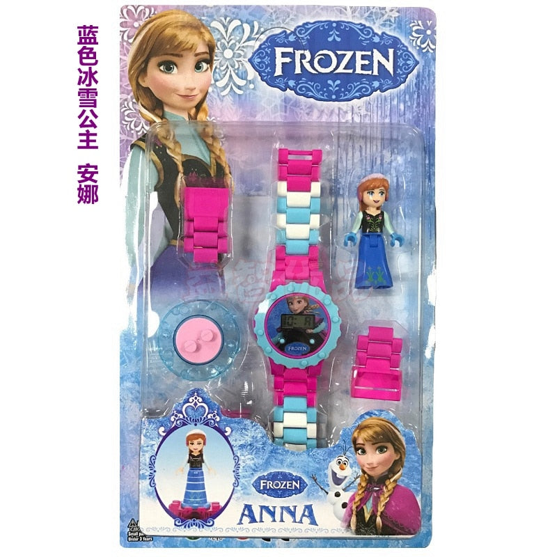 Princesses Children Building Block Watches  - Fun Toys for Children Compatible all Brand Brick with Aurora, Cinderella, Moana, Anna & Elsa
