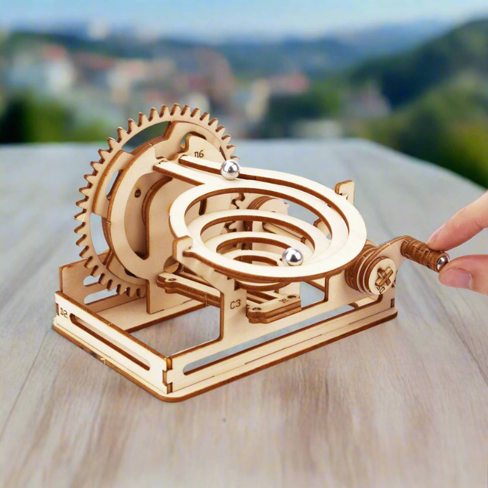 3D Wooden Marble Coaster - Children's Mechanical Maze Ball Building Kit (Educational Toy Puzzle)