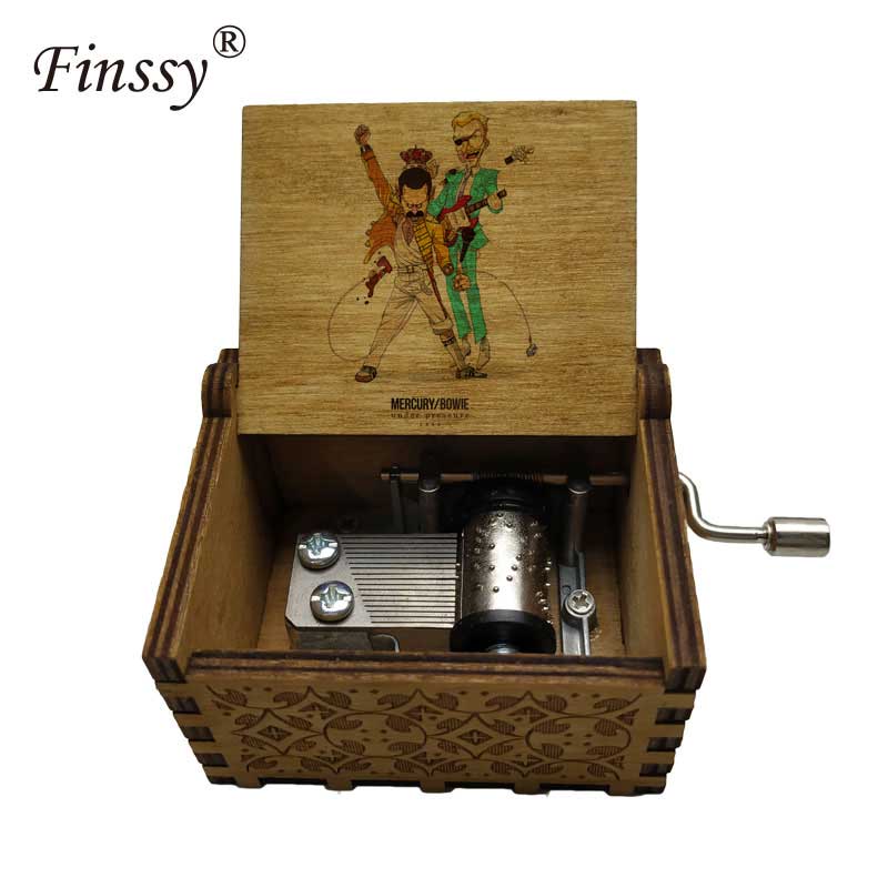 Wooden Hand Crank Queen Musical Box Bohemian Rhapsody