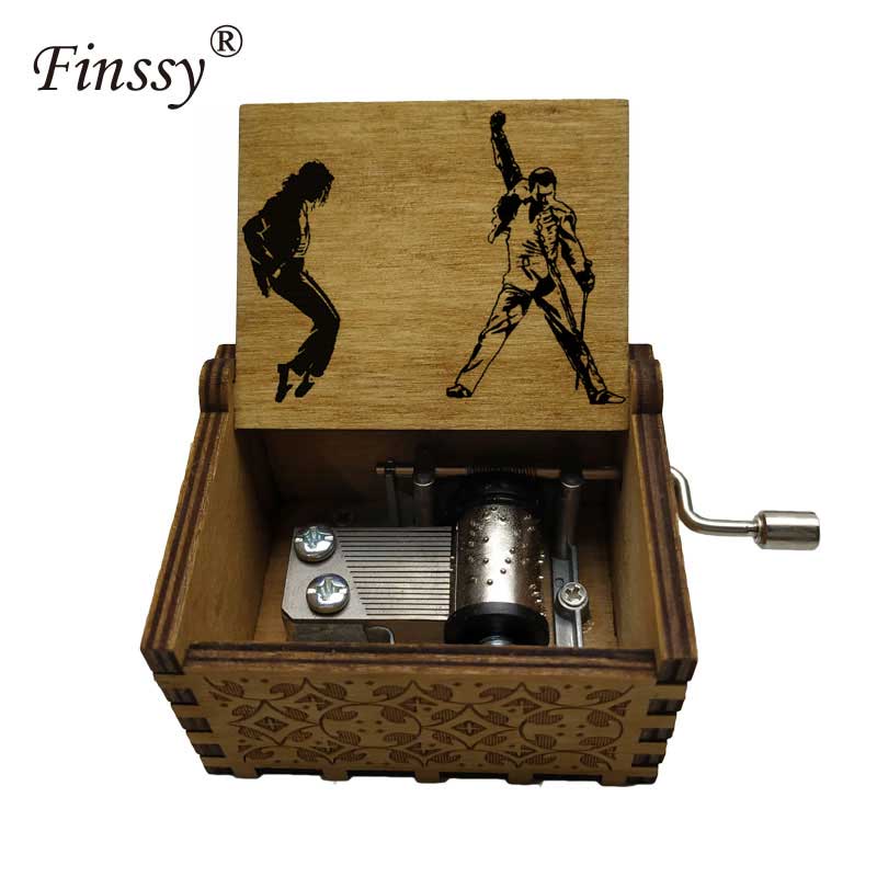 Wooden Hand Crank Queen Musical Box Bohemian Rhapsody