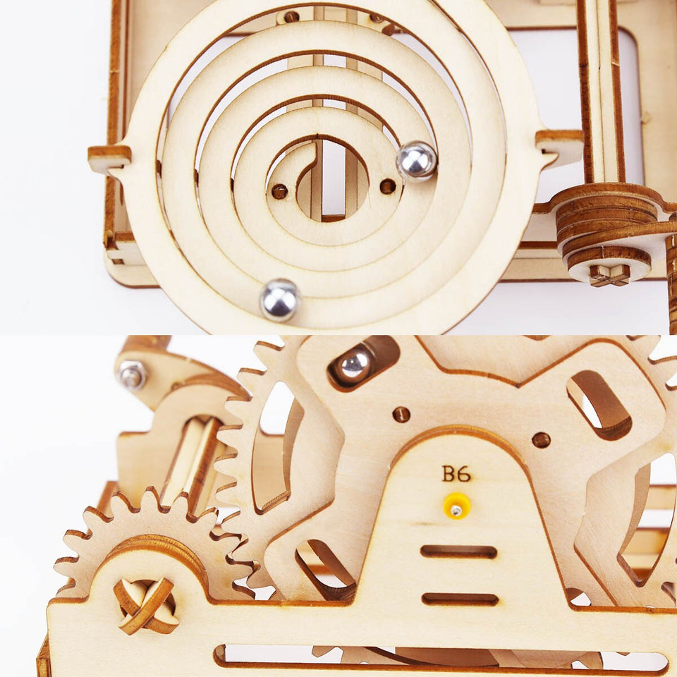 3D Wooden Marble Coaster - Children's Mechanical Maze Ball Building Kit (Educational Toy Puzzle)