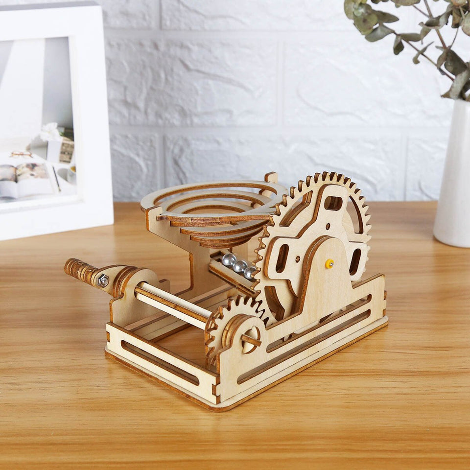 3D Wooden Marble Coaster - Children's Mechanical Maze Ball Building Kit (Educational Toy Puzzle)