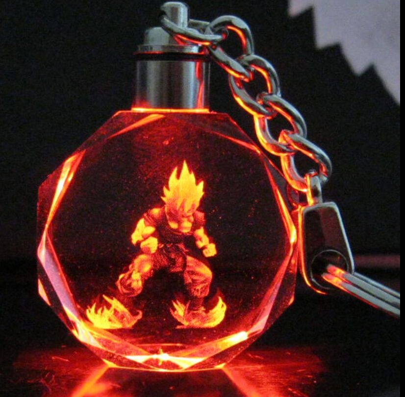 Dragon Ball Crystal Key Ring Car Keychains LED Pendant Shiny Prop Gift