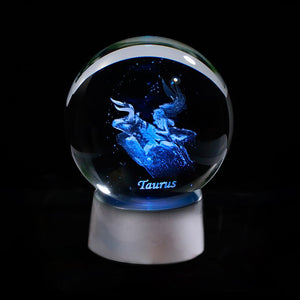 3D Zodiac Crystal Sphere with Colorful LED Light