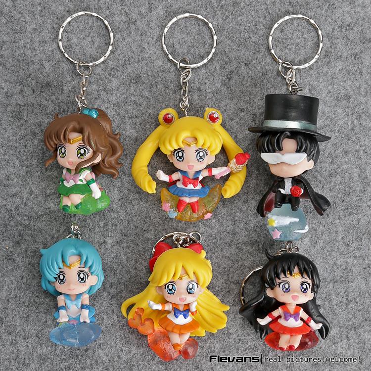 Sailor Moon Figures & Toys Keychains 6pcs/set Sailor Moon Keychains