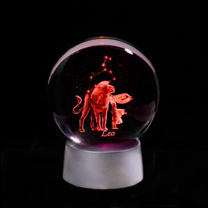 3D Zodiac Crystal Sphere with Colorful LED Light